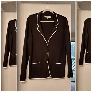 Kasper Black with White Trim Blazer, Sweater, Jacket XL